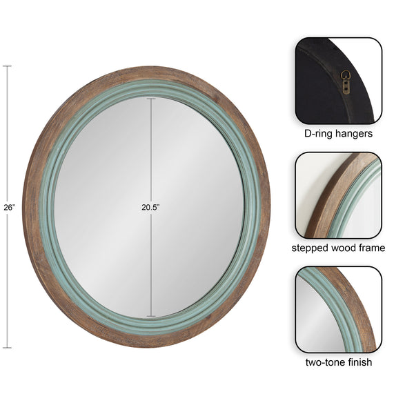 Kate & Laurel Palmer Wood Round Wall Mirror
