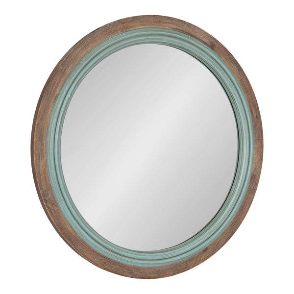 kate & laurel Palmer Wood Round Wall Mirror
