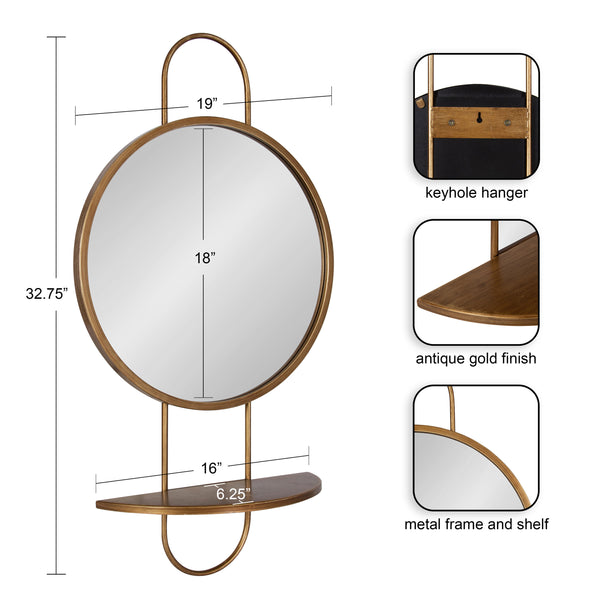 Kate & Laurel Patel Round Mirror With Shelf