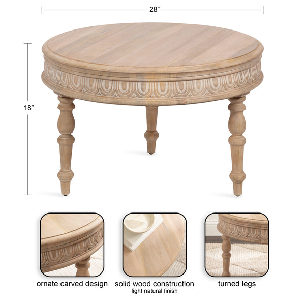 Kate & Laurel Patresa Carved Round Wood Coffee Table
