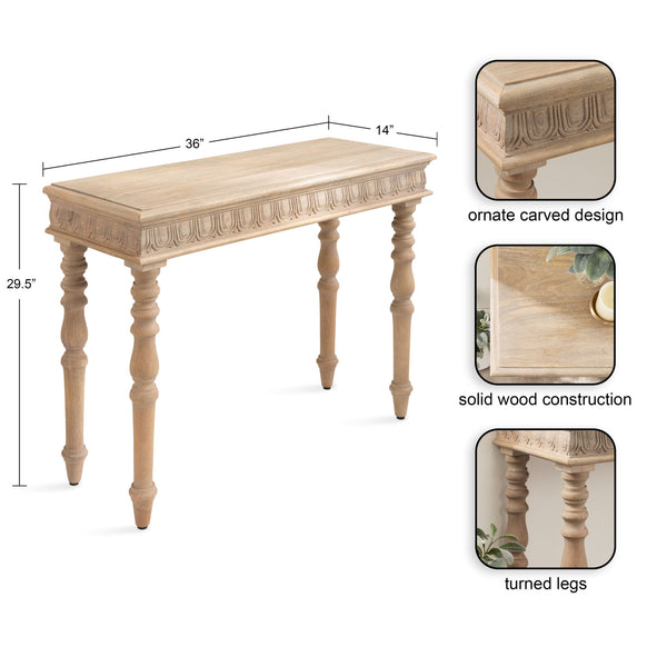 Kate & Laurel Patresa Carved Wood Console Table