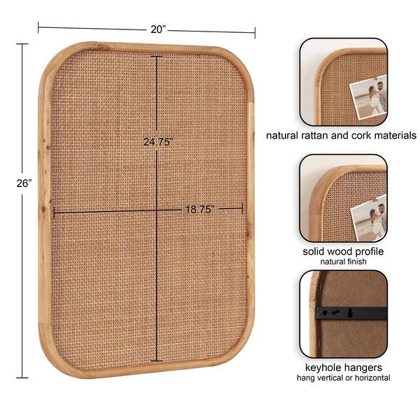 Kate & Laurel Planche Rattan Wall Pinboard