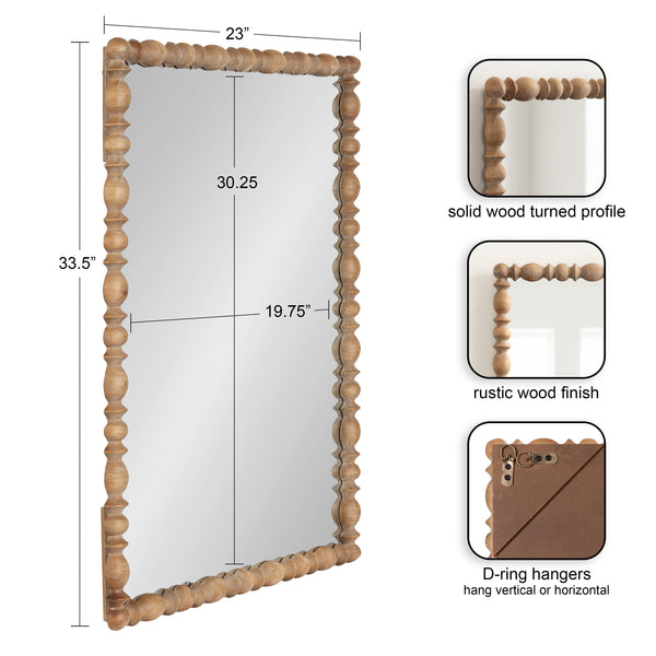 Kate & Laurel Prindle Turned Wood Rectangle Mirror