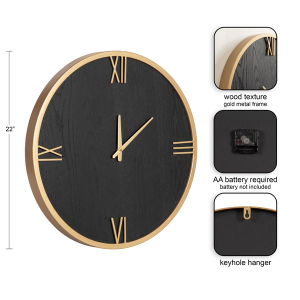Kate & Laurel Pronte Wood Wall Clock