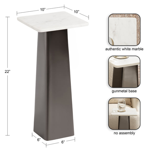 Kate & Laurel Quinley Square Marble Drink Table