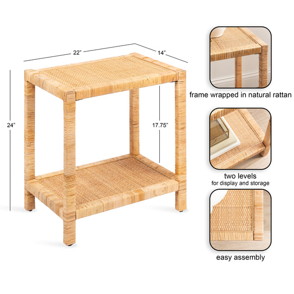 Kate & Laurel Rafina Rattan Rectangle Side Table