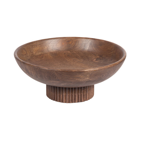 kate & laurel Rooks Ribbed Wood Bowl