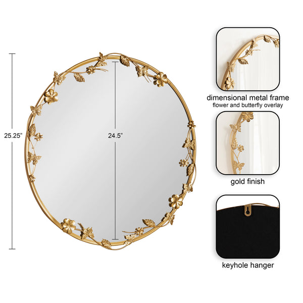 Kate & Laurel Rosella Floral Wall Mirror Metal