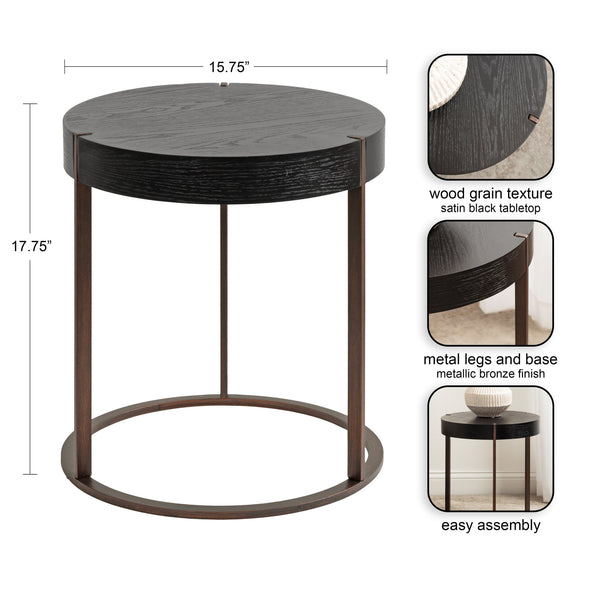 Kate & Laurel Rovin Side Table Wood And Metal