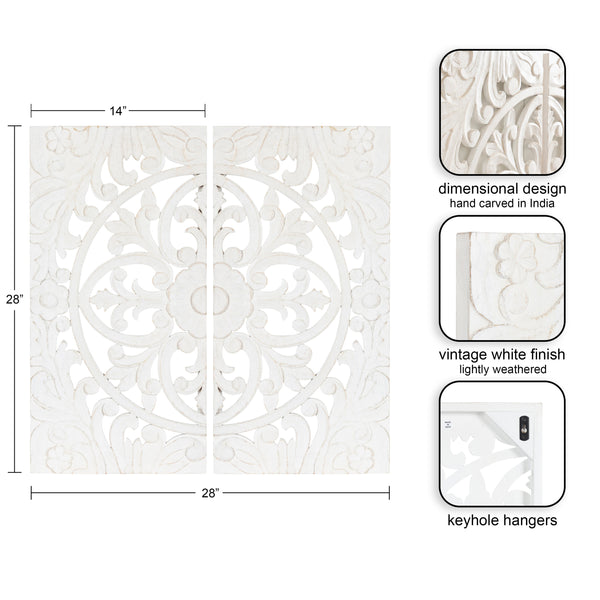 Kate & Laurel Saanvi Carved Wood Wall Art Set