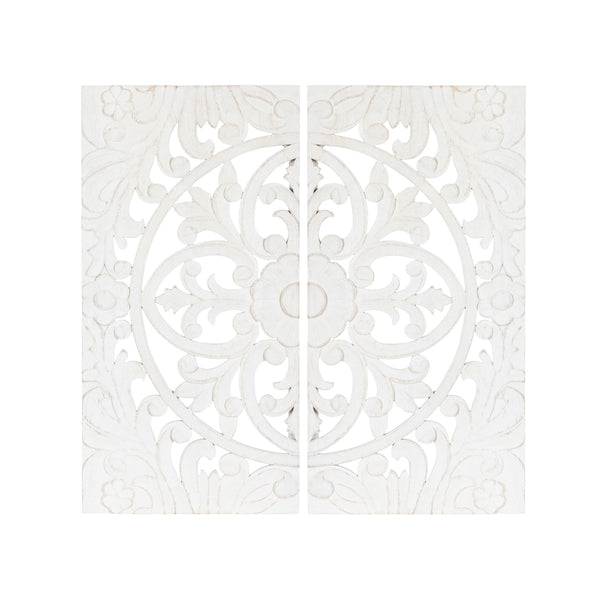 kate & laurel Saanvi Carved Wood Wall Art Set