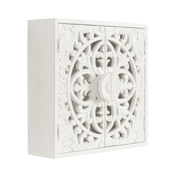 Kate & Laurel Saanvi Carved Wood Wall Cabinet