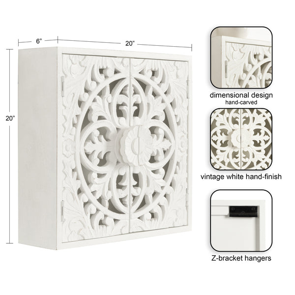 Kate & Laurel Saanvi Carved Wood Wall Cabinet