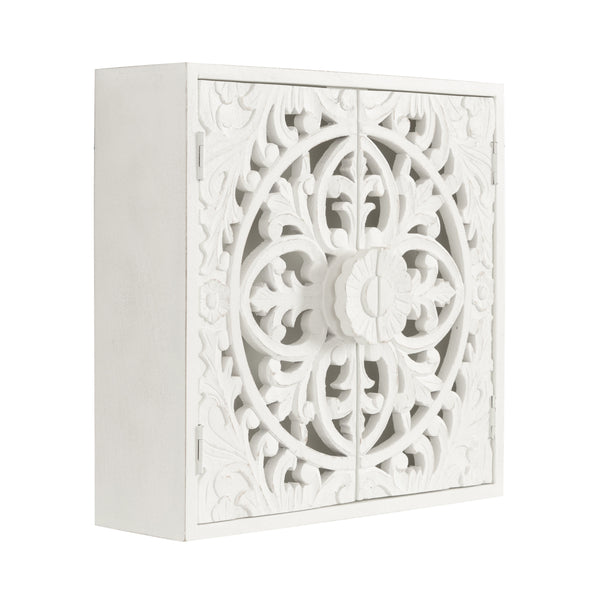kate & laurel Saanvi Carved Wood Wall Cabinet