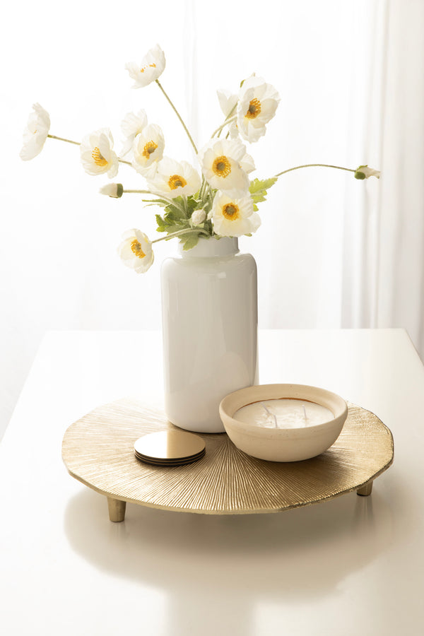 Kate & Laurel Sancia Footed Round Metal Tray