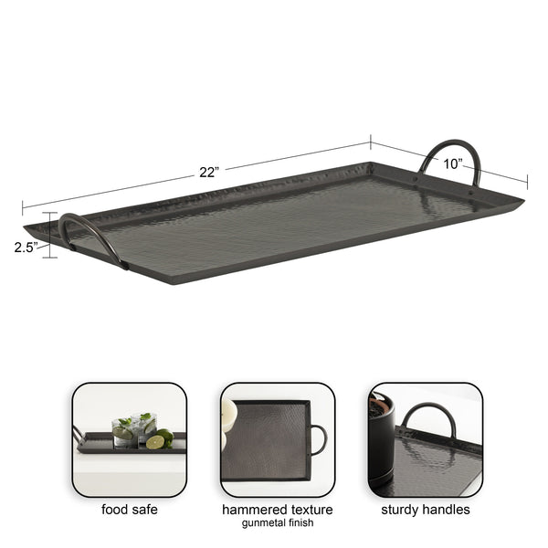 Kate & Laurel Sanzo Hammered Rectangle Metal Tray