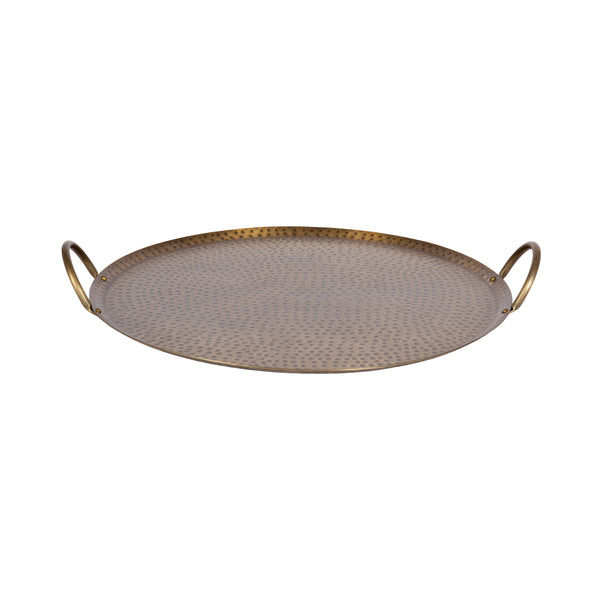 Kate & Laurel Sanzo Hammered Round Metal Tray