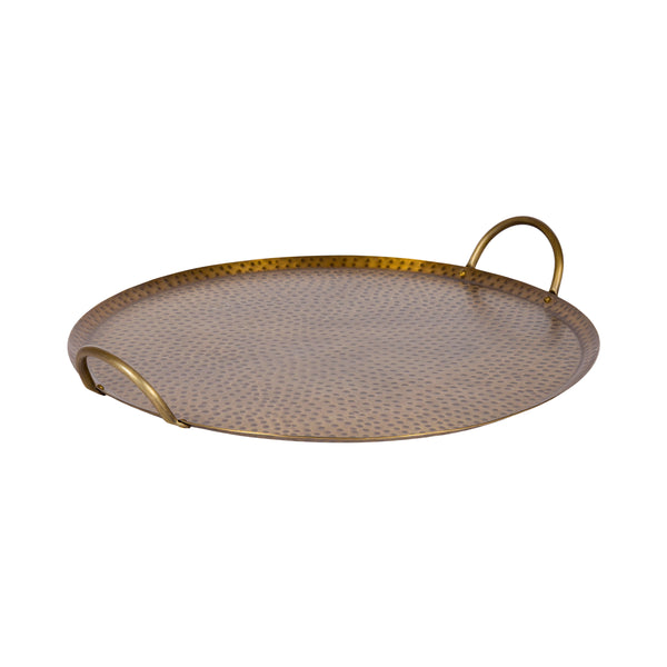 kate & laurel Sanzo Hammered Round Metal Tray