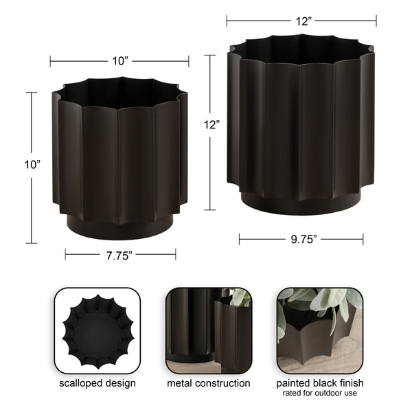 Kate & Laurel Scalone Metal Planter Set