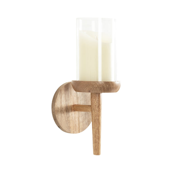 Kate & Laurel Shae Wood And Glass Wall Sconce