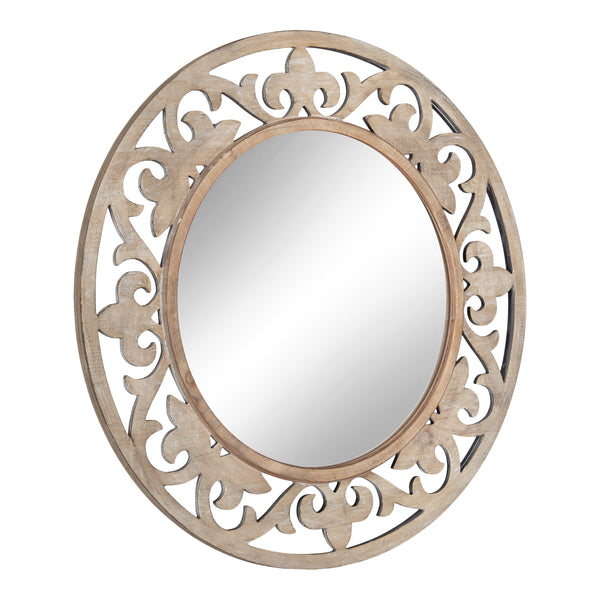 Kate & Laurel Shovali Rustic Round Mirror