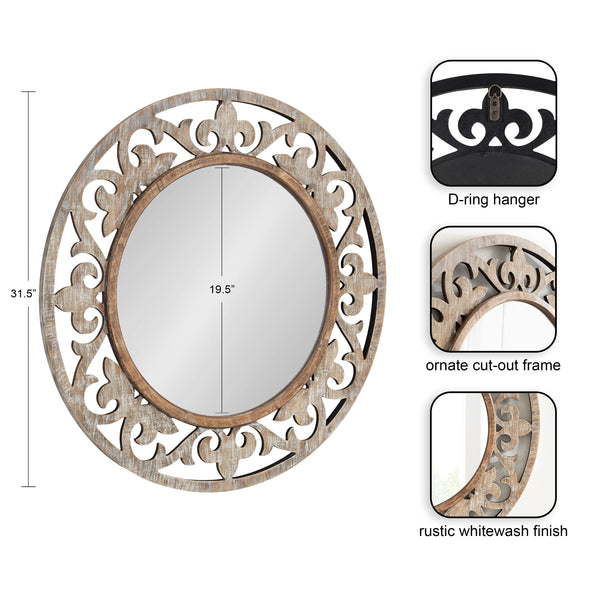 Kate & Laurel Shovali Rustic Round Mirror