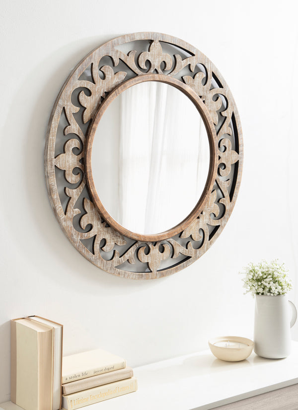 Kate & Laurel Shovali Rustic Round Mirror