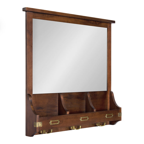 Kate & Laurel Stallard Wood Wall Mirror With Hooks