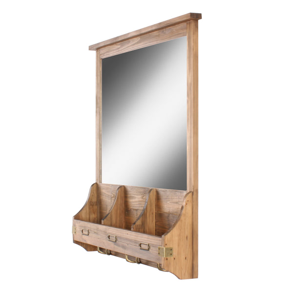 Kate & Laurel Stallard Wood Wall Mirror With Hooks