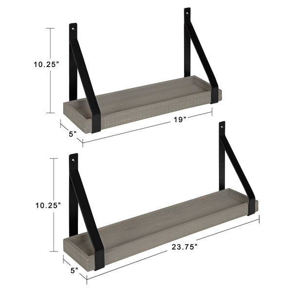 Kate & Laurel Sudbury Wood And Metal Wall Shelf Set