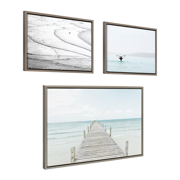 Kate & Laurel Sylvie Ocean Beach Framed Canvas Set