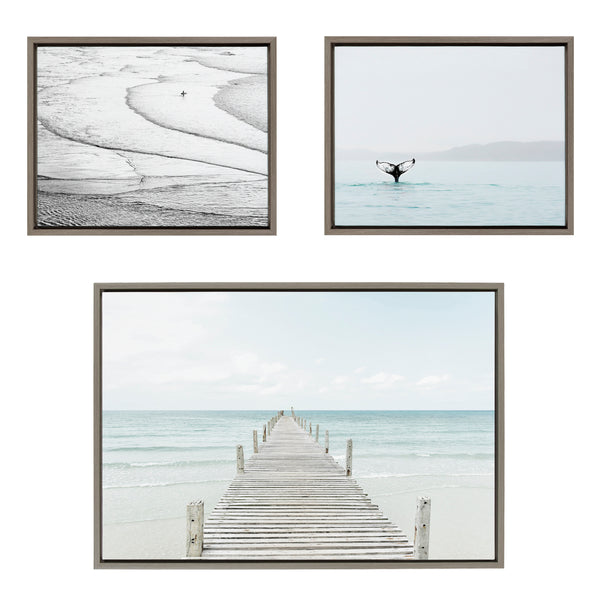 Kate & Laurel Sylvie Ocean Beach Framed Canvas Set