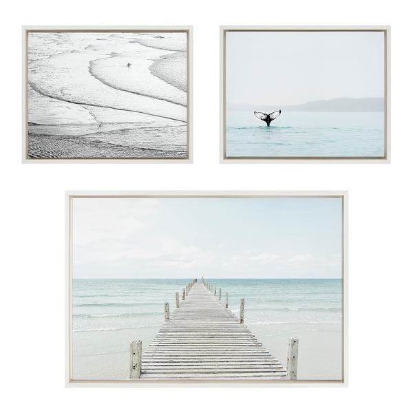 kate & laurel Sylvie Ocean Beach Framed Canvas Set