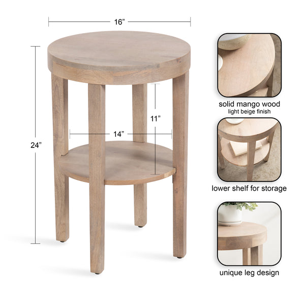 Kate & Laurel Talcott Round Wood Side Table