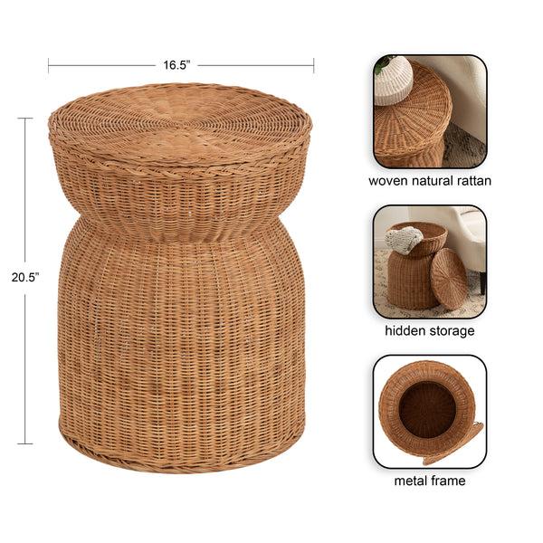 Kate & Laurel Thatch Rattan Side Table