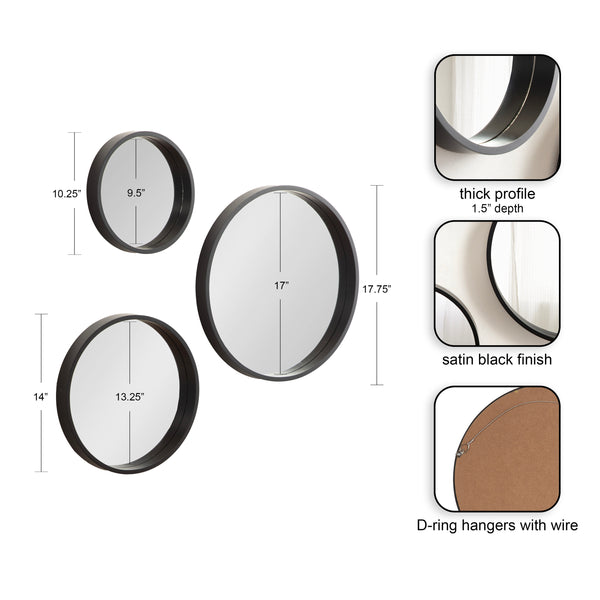 Kate & Laurel Travis Round Wall Mirror Set