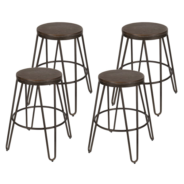 kate & laurel Tully Wood and Metal Bar Stools 4 Pack