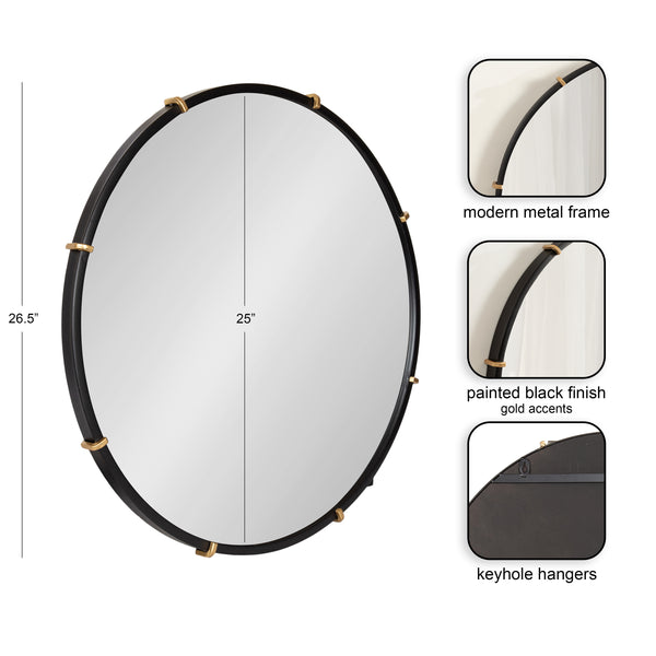 Kate & Laurel Venturi Round Metal Mirror