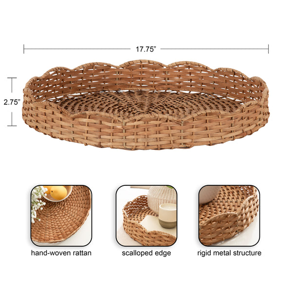 Kate & Laurel Wavley Rattan Round Tray