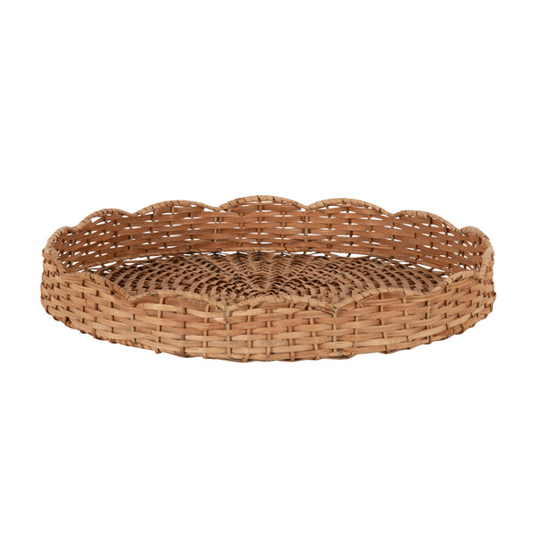kate & laurel Wavley Rattan Round Tray