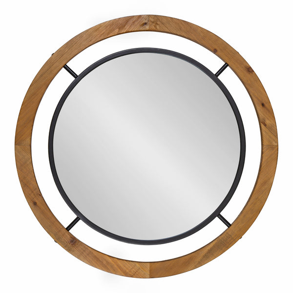 Kate & Laurel Whalen Round Wood Wall Mirror