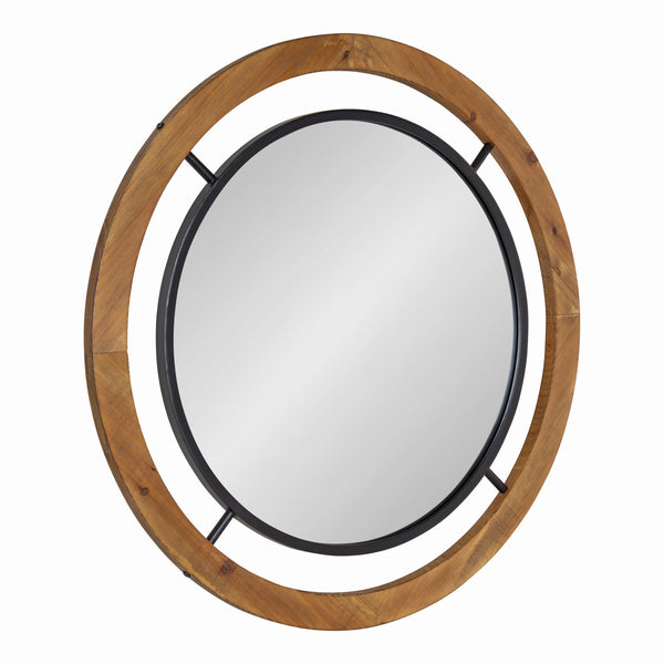 kate & laurel Whalen Round Wood Wall Mirror