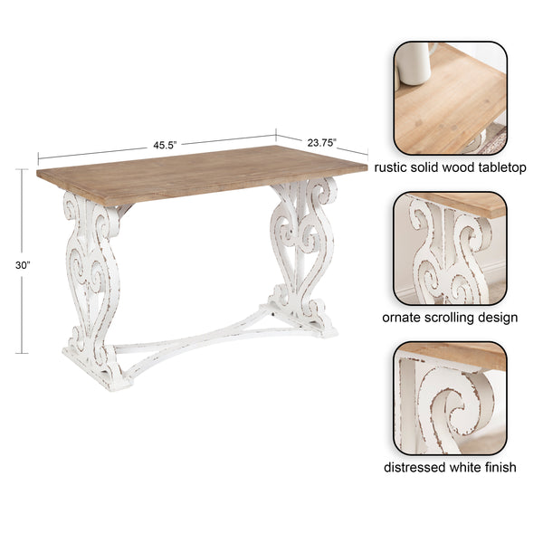Kate & Laurel Wyldwood Rustic Carved Wood Desk