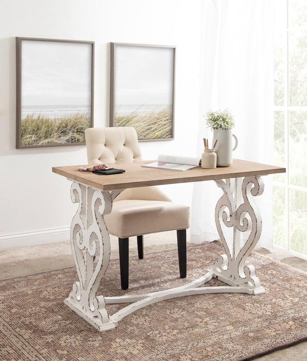 Kate & Laurel Wyldwood Rustic Carved Wood Desk