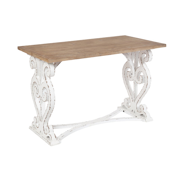 kate & laurel Wyldwood Rustic Carved Wood Desk