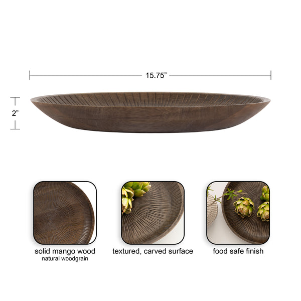 Kate & Laurel Zandros Round Carved Tray