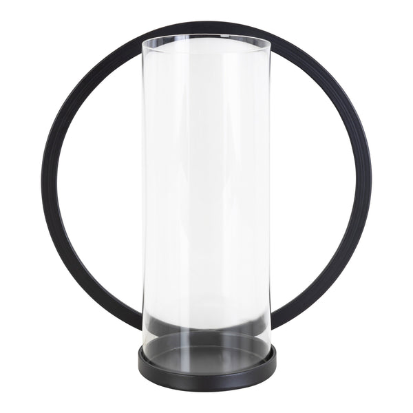 Kate & Laurel Khauli Round Metal Wall Sconce Black 12" Diameter