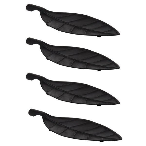 kate & laurel Leif Decorative Leaf Shaped Metal Trays Set of 4 Black 18x8