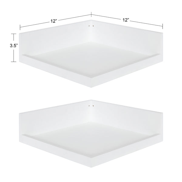 Kate & Laurel Levie Floating Corner Wood Wall Shelf Set