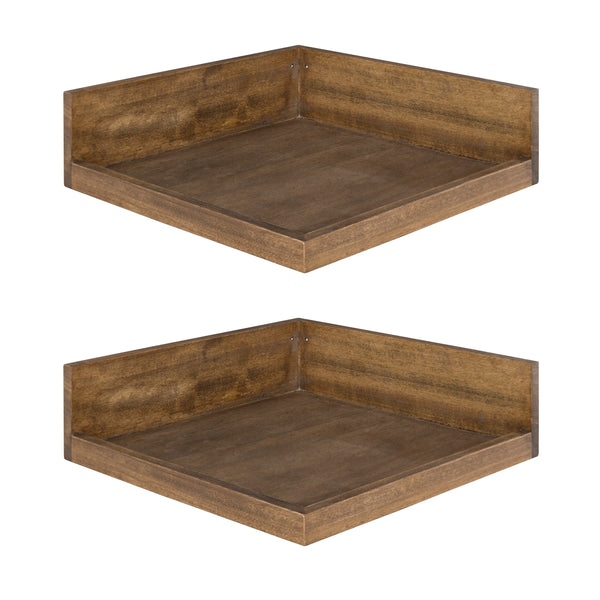 kate & laurel Levie Floating Corner Wood Wall Shelf Set